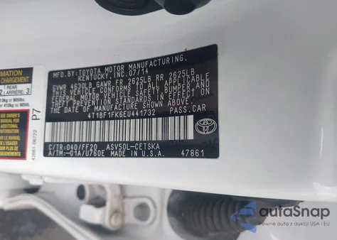 2014 Toyota Camry Se from USA, damaged, VIN 4T1BF1FK6EU441732